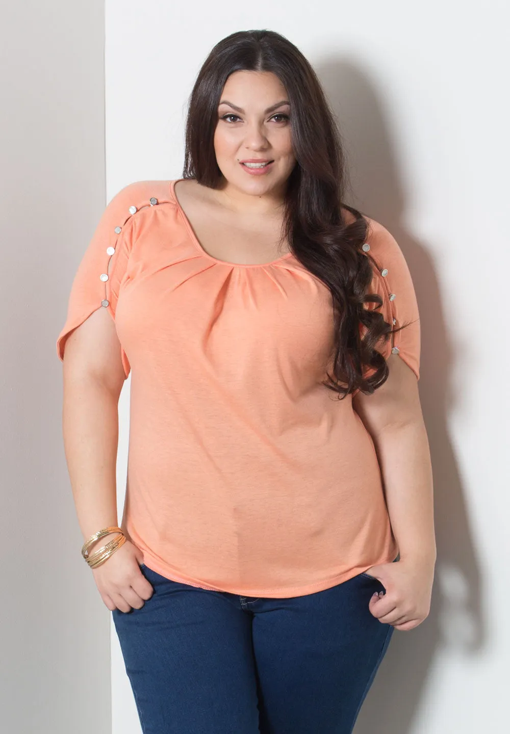 Tara Button Sleeve Top (Sweets)